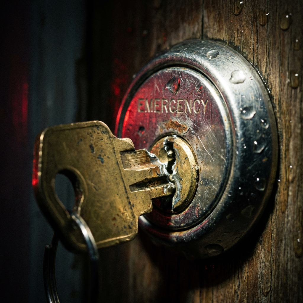 Primer plano de llave rota dentro de una cerradura