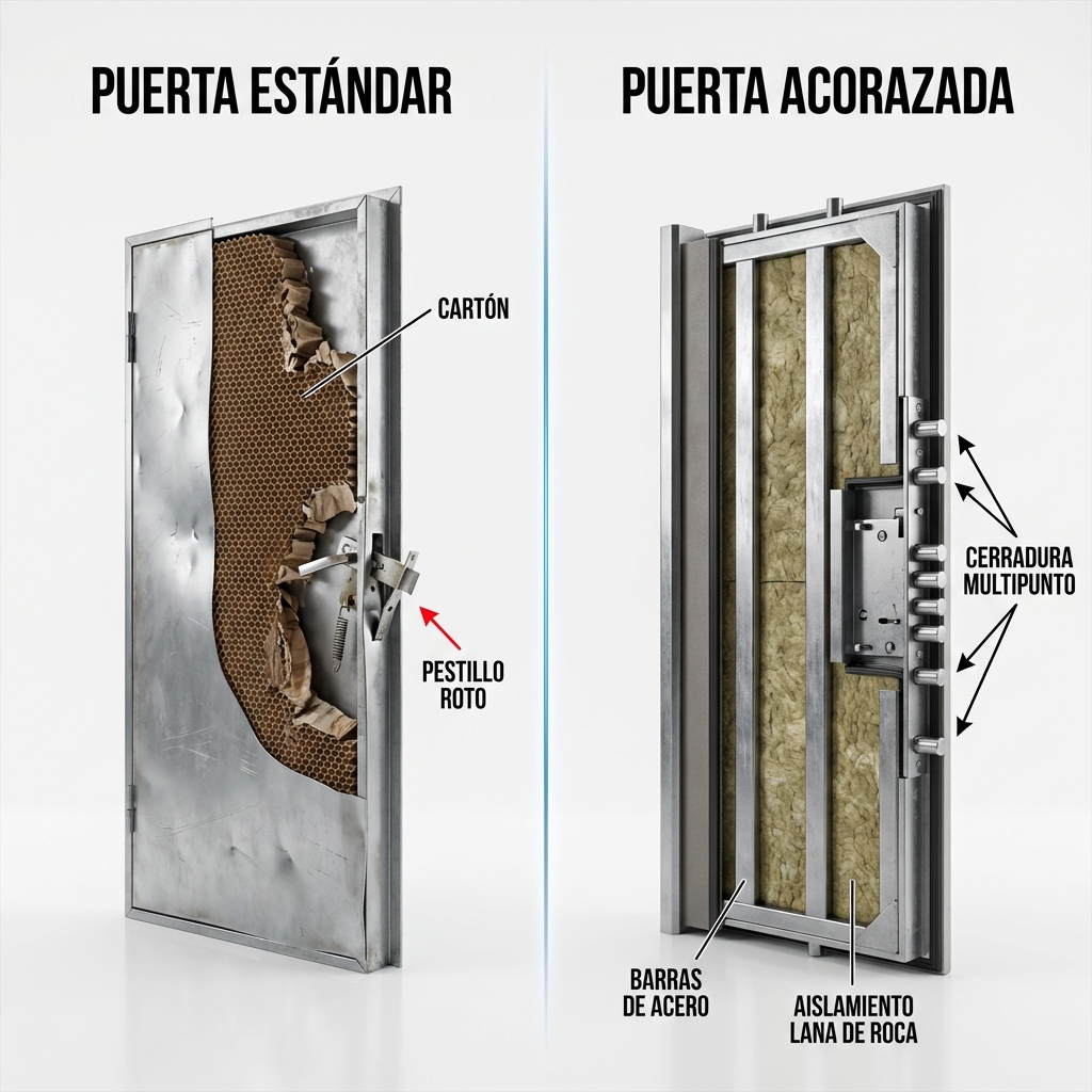 Infografía debilidades puerta trastero vs reforzada